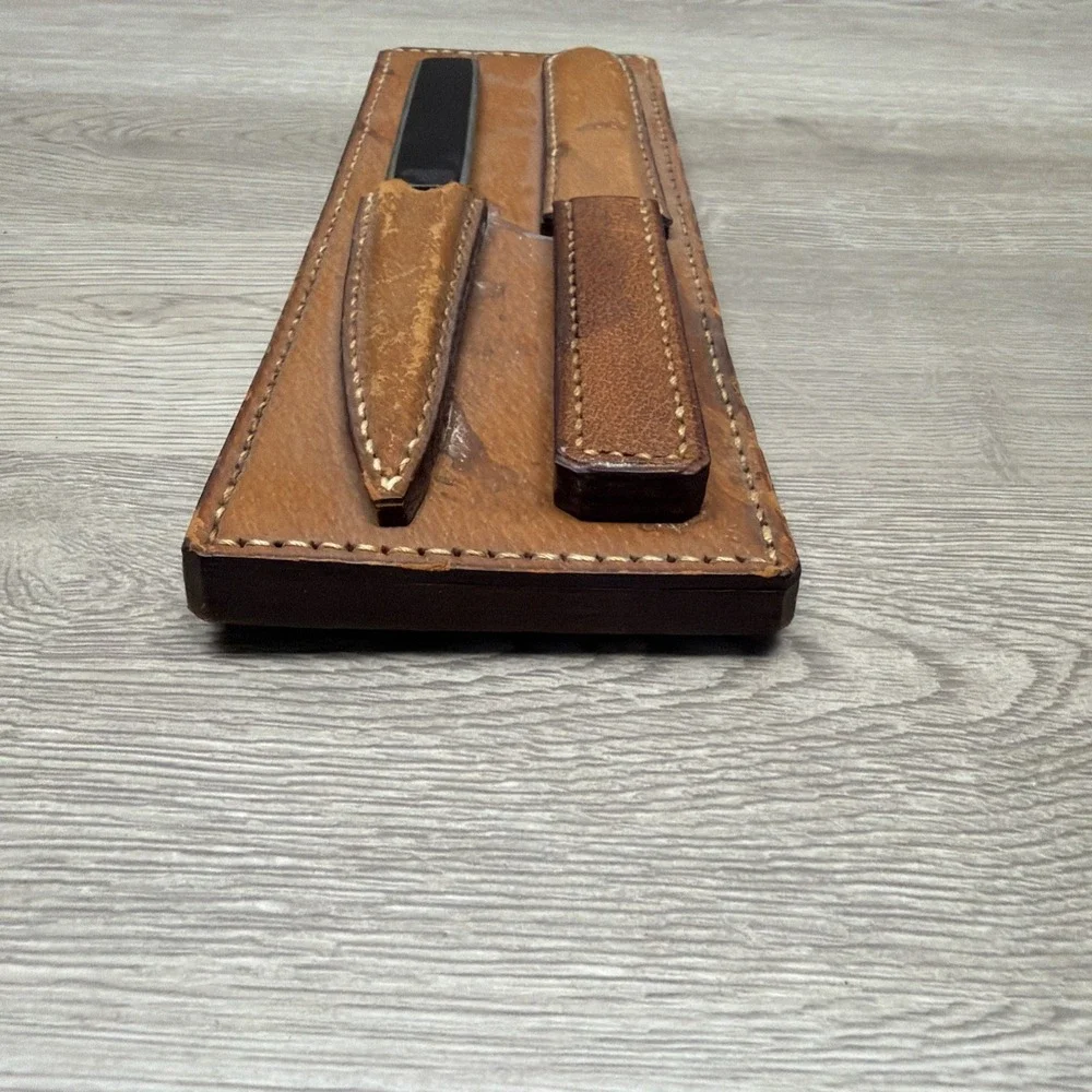 Vintage Aachen Germany Design Stainless Steel Letter Openers With‎ Leather Case